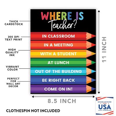 Where Is the Teacher Sign Rainbow Black Image 1