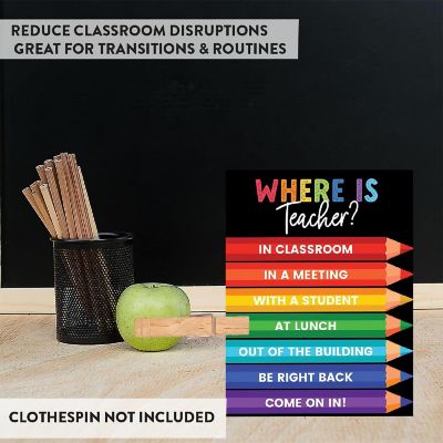 Where Is the Teacher Sign Rainbow Black Image 3