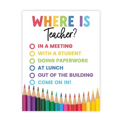 Where Is the Teacher Sign Rainbow White Image 1