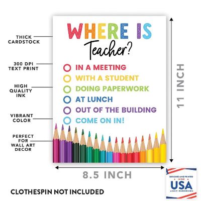 Where Is the Teacher Sign Rainbow White Image 1