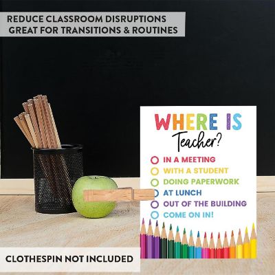Where Is the Teacher Sign Rainbow White Image 3