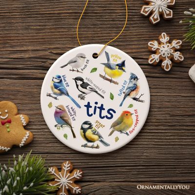 Whimsical Bird Ceramic Ornament, Funny Birdwatcher Gift for Birder Image 3
