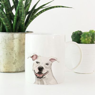 White AmStaff Up Close Ceramic Mug Image 1