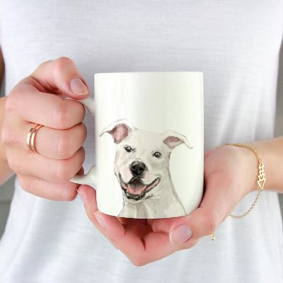 White AmStaff Up Close Ceramic Mug Image 1