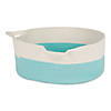 White And Aqua Cotton Rope Cat Ears Pet Basket Image 1