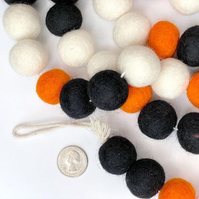 White, Black, Orange Felt Garland 6ft Image 3
