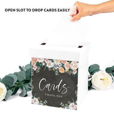 White Card Box Chalkboard Florals Image 2