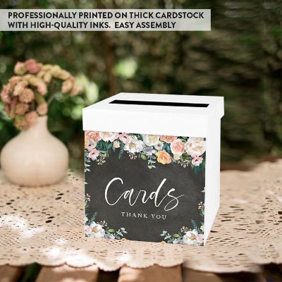 White Card Box Chalkboard Florals Image 3