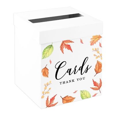 White Card Box Fall Autumn Leaves Image 1