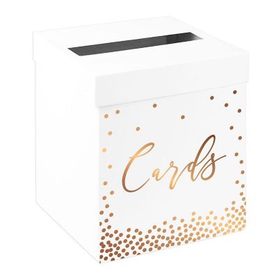 White Card Box Gold Script Confetti Image 1
