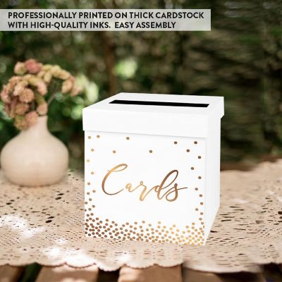 White Card Box Gold Script Confetti Image 3