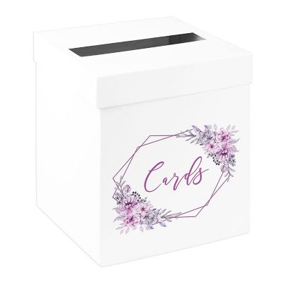 White Card Box Lavender Floral Geo Image 1