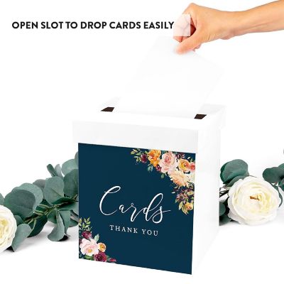 White Card Box Navy Fall Florals 10x10 Image 2