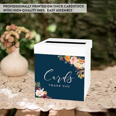 White Card Box Navy Fall Florals 10x10 Image 3