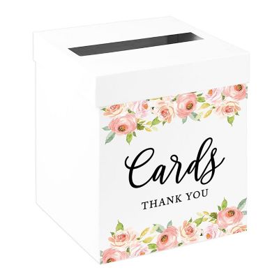 White Card Box Peach Pink Florals 10x10 Image 1