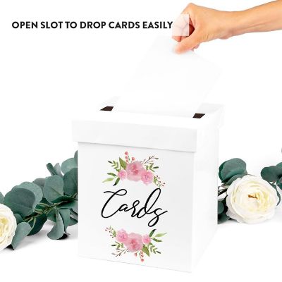 White Card Box Pink Floral Wreath Image 2