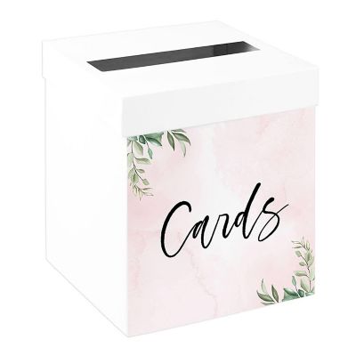 White Card Box Pink Greenery Floral Image 1