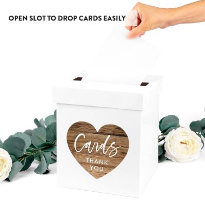 White Card Box Rustic Brown Heart 10x10 Image 2