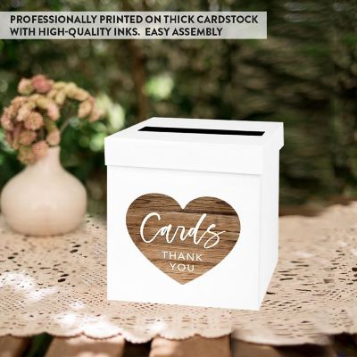 White Card Box Rustic Brown Heart 10x10 Image 3