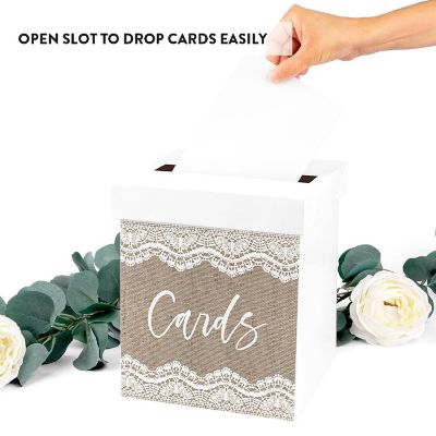 White Card Box Rustic Lace Wedding Image 2