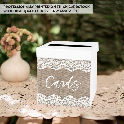 White Card Box Rustic Lace Wedding Image 3