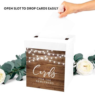 White Card Box Rustic Wood Lights Image 2