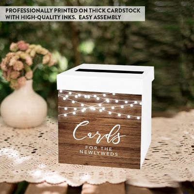 White Card Box Rustic Wood Lights Image 3