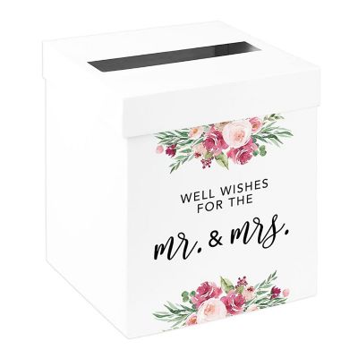 White Card Box Spring Florals Mr Mrs Image 1