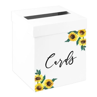 White Card Box Sunflowers Wedding Image 1