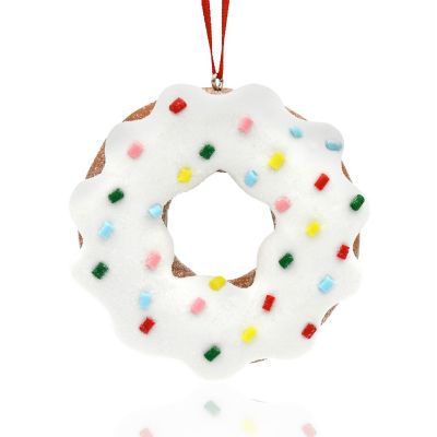 White Clay Donut Christmas Ornament Image 1