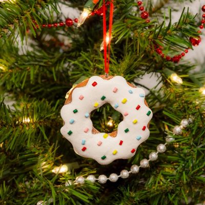 White Clay Donut Christmas Ornament Image 2