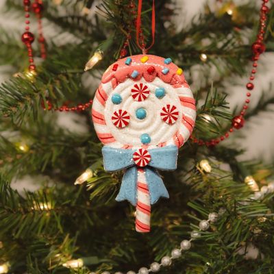 White Clay Lollipop Christmas Ornament Image 2