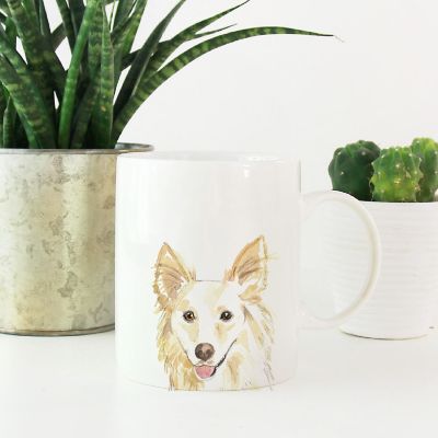 White Collie Up Close Ceramic Mug Image 1