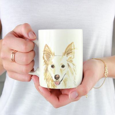 White Collie Up Close Ceramic Mug Image 1