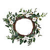 White Cotton Flowers with Foliage Spring Twig Wreath 18" Image 1