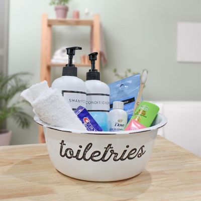 White Enamel Spa Basin Set 3pc Set, Rustic Farmhouse Style Image 2