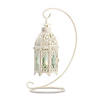 White Fancy Candle Lantern With Stand 13" Image 1
