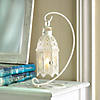 White Fancy Candle Lantern With Stand 13" Image 2