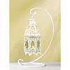 White Fancy Candle Lantern With Stand 13" Image 3