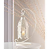 White Fancy Candle Lantern With Stand 13" Image 4