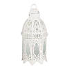 White Lattice Moroccan Style Hanging Candle Lantern 12" Tall Image 1