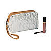 White Makeup Bag with Faux Leather Trim Image 1