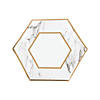 White Marble Dinner Paper Plates with Foil - 8 Ct. Image 1