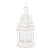 White Metal Moroccan Style Hanging Candle Lantern 13" Tall Image 1