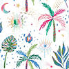 White Multi Nuit Tropicale Peel and Stick Wallpaper Image 1