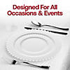 White Pearl String Round Disposable Plastic Dinner Plates (10") - (60 Plates) Image 4