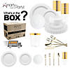 White Pearl String Round Disposable Plastic Tableware Set - (60 Settings) Image 1