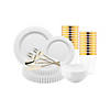 White Pearl String Round Disposable Plastic Tableware Set - (60 Settings) Image 1