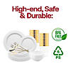 White Pearl String Round Disposable Plastic Tableware Set - (60 Settings) Image 3