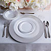 White Plastic Dinner Plates with Silver Trim - 25 Ct. Image 1